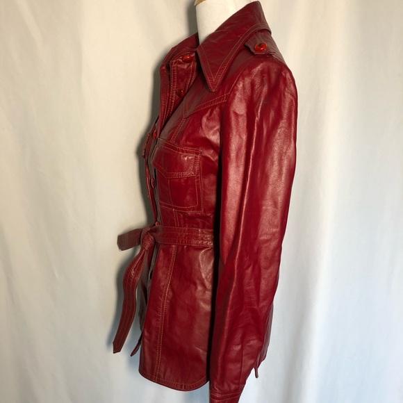 Vintage Red Leather Jacket - Picture 4 of 16